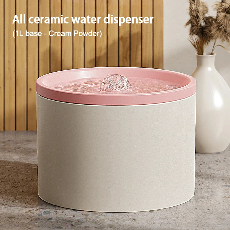 Automatic ceramic water fountain for cats and dogs