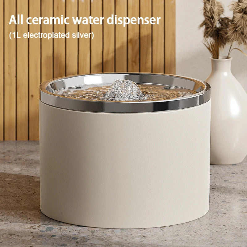 Automatic ceramic water fountain for cats and dogs